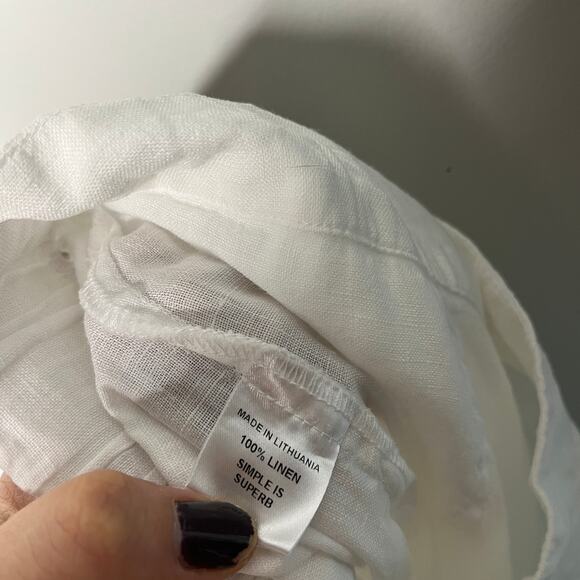 Flax Women's Pants Size Medium White Wide Leg Linen Minimalist Coverup Sheer - Picture 6 of 7